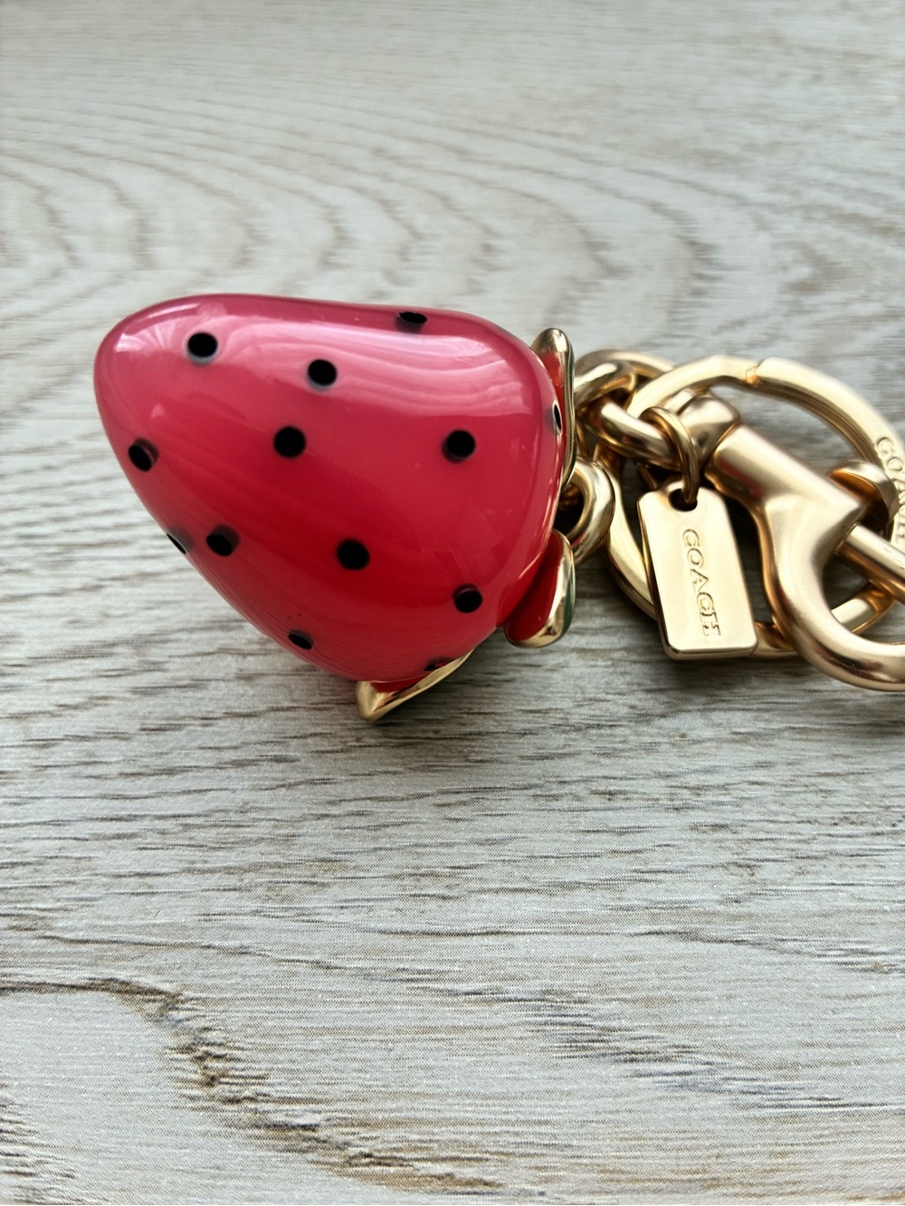 Coach X Observed By Us Strawberry Resin Gold Bag Charm - Picture 2 of 5